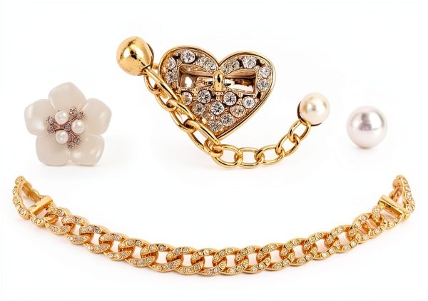 Bling Shoe Charms WAQYGZO Gold Alloy Set for Women-2