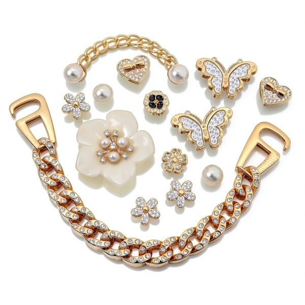 Bling Shoe Charms WAQYGZO Gold Alloy Set for Women-5