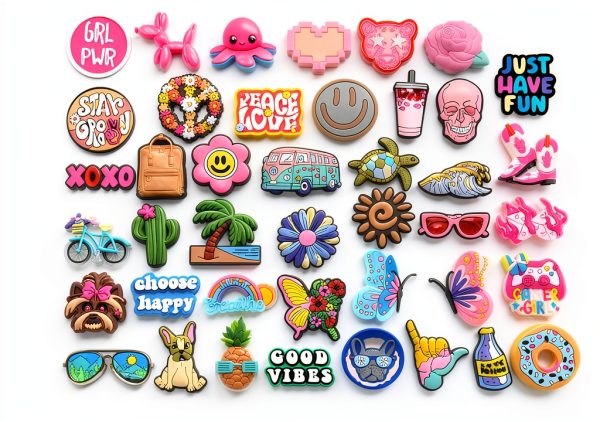 Shoe Charms PVC-50PCS-PINK Multi Color Set-1