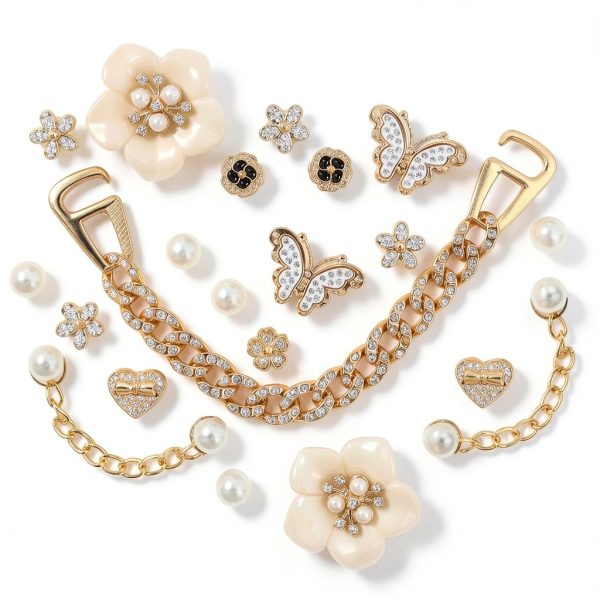 Bling Shoe Charms WAQYGZO Gold Alloy Set for Women-1