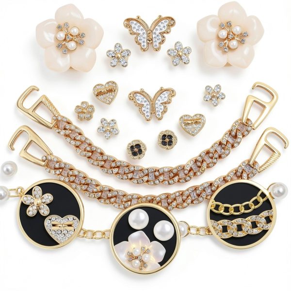 Bling Shoe Charms WAQYGZO Gold Alloy Set for Women-4