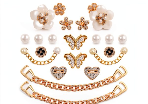 Bling Shoe Charms WAQYGZO Gold Alloy Set for Women-0