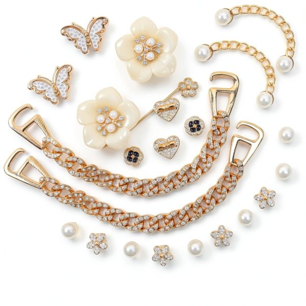 Bling Shoe Charms WAQYGZO Gold Alloy Set for Women-3