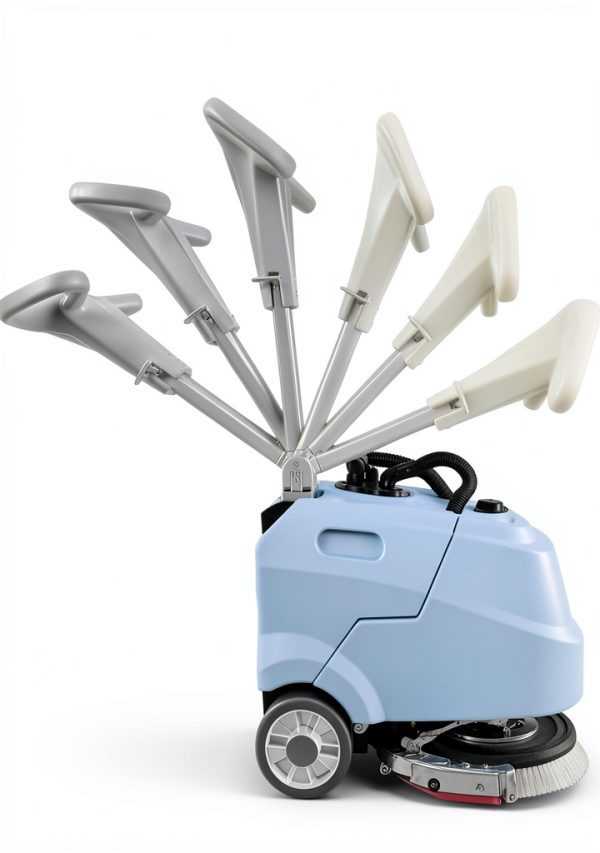 Foldable Walk Behind Floor Scrubber Machine, Hand Push Scrubber Machine, 17 L Sewage Tank, 180 RPM, Battery Powered for Office Restaurant Industrial Commercial-3