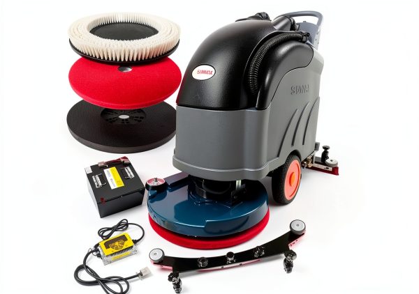 SUNMAX 22" Auto Floor Scrubber Dryer Walk‑Behind with LiFePO4 Battery-0